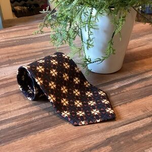 Men’s Vintage Ralph Lauren Tie Necktie Black W/pattern Made In USA.  #19